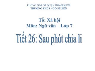 PHÒNG GD&amp;ĐT QUẬN HOÀN KIẾM TRƯỜNG THCS NGÔ SĨ LIÊN