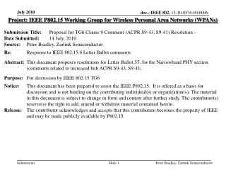 Project: IEEE P802.15 Working Group for Wireless Personal Area Networks (WPANs)