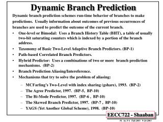 Dynamic Branch Prediction