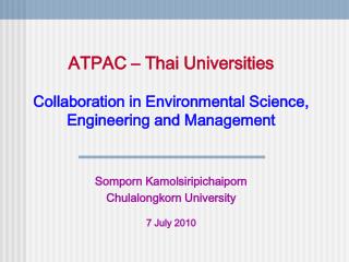 ATPAC – Thai Universities Collaboration in Environmental Science, Engineering and Management