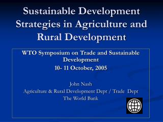 Sustainable Development Strategies in Agriculture and Rural Development