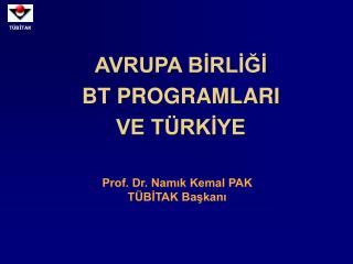 AVRUPA BİRLİĞİ BT PROGRAMLARI VE TÜRKİYE