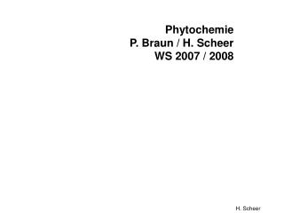 Phytochemie P. Braun / H. Scheer WS 2007 / 2008