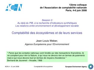 Jean-Louis Weber, Agence Européenne pour l’Environnement