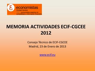 MEMORIA ACTIVIDADES ECIF-CGCEE 2012