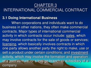 CHAPTER 3 INTERNATIONAL COMMERCIAL CONTRACT