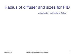 Radius of diffuser and sizes for PID