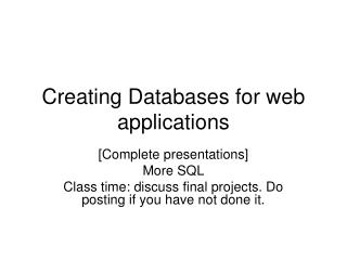 Creating Databases for web applications