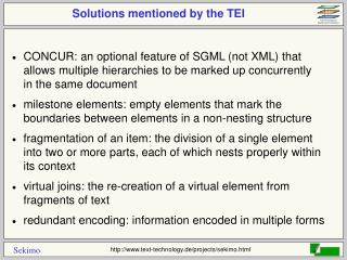 Solutions mentioned by the TEI