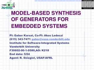 MODEL-BASED SYNTHESIS OF GENERATORS FOR EMBEDDED SYSTEMS