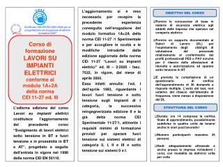 Corso di formazione LAVORI SU IMPIANTI ELETTRICI conforme al modulo 1A+2A della norma