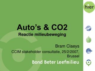 Auto’s &amp; CO2 Reactie milieubeweging