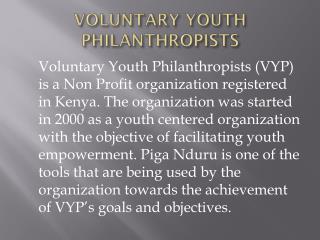 VOLUNTARY YOUTH PHILANTHROPISTS