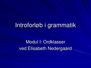 Introforløb i grammatik