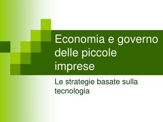 Economia e governo delle piccole imprese