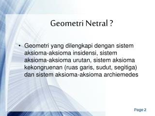 Geometri Netral ?