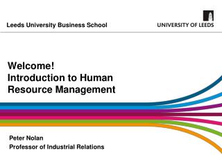 Welcome! Introduction to Human Resource Management