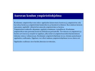 Auroran koulun ympäristöohjelma