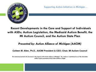 Supporting Autism Initiatives in Michigan…