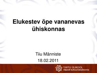 Elukestev õpe vananevas ühiskonnas