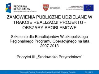 ZAMÓWIENIA PUBLICZNE UDZIELANE W TRAKCIE REALIZACJI PROJEKTU - OBSZARY PROBLEMOWE