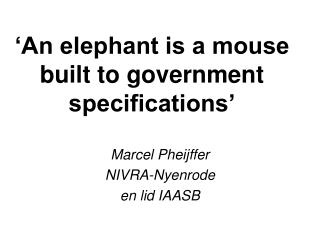 ‘An elephant is a mouse built to government specifications’