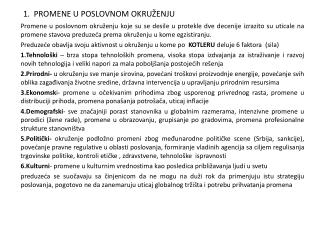 1. PROMENE U POSLOVNOM OKRUŽENJU