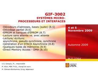 GIF-3002 SYSTÈMES MICRO- PROCESSEURS ET INTERFACES