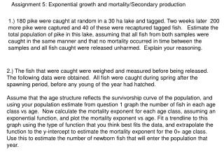 Assignment 5: Exponential growth and mortality/Secondary production
