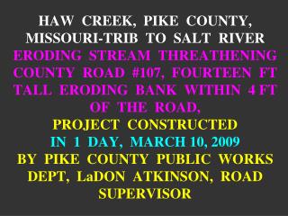 HAW CREEK GENERAL INFORMATION