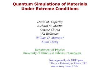 Quantum Simulations of Materials Under Extreme Conditions