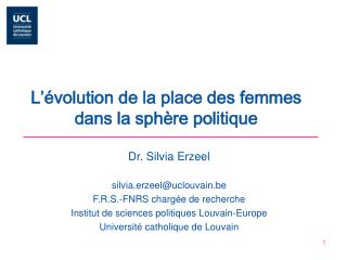 L’évolution de la place des femmes dans la sphère politique