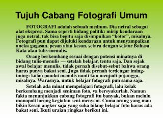 Tujuh Cabang Fotografi Umum