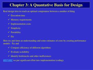 Chapter 3: A Quantative Basis for Design