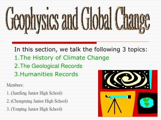 In this section, we talk the following 3 topics: 1.The History of Climate Change
