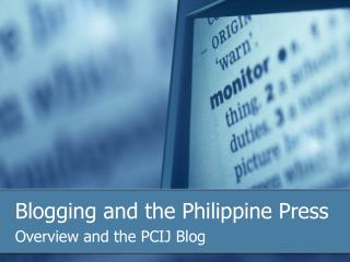 Blogging and the Philippine Press
