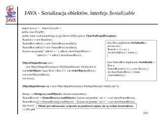 JAVA - Serializacja obiektów, interfejs Serializable