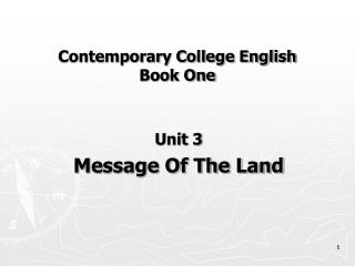 Contemporary College English Book One