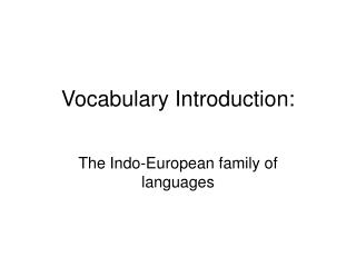 Vocabulary Introduction: