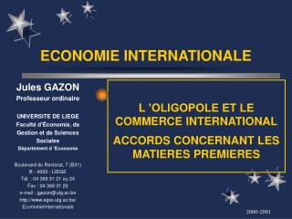 ECONOMIE INTERNATIONALE