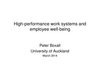 High-performance work systems and employee well-being