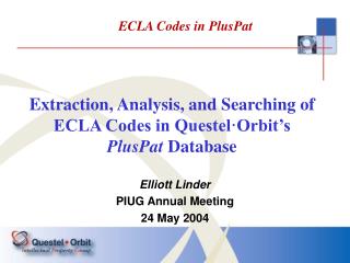 Extraction, Analysis, and Searching of ECLA Codes in Questel·Orbit’s PlusPat Database