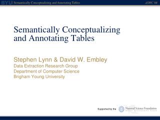Semantically Conceptualizing and Annotating Tables