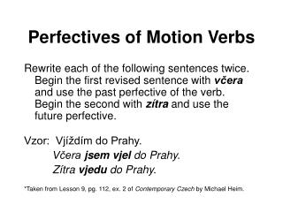 Perfectives of Motion Verbs