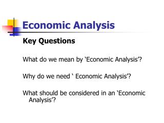 Economic Analysis