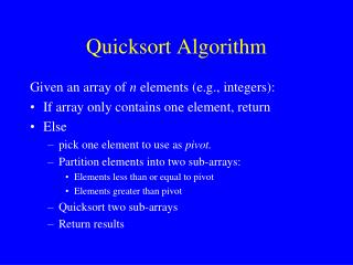 Quicksort Algorithm