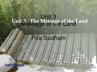 Unit 3 The Message of the Land