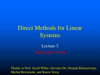 Direct Methods for Linear Systems