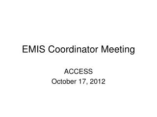 EMIS Coordinator Meeting