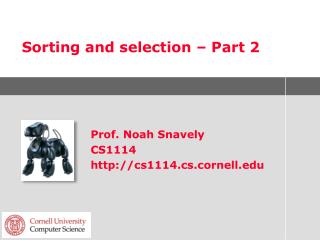 Sorting and selection – Part 2